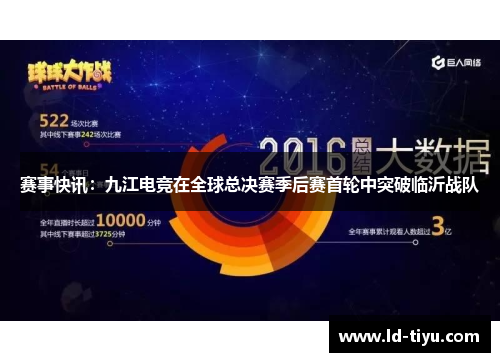 赛事快讯：九江电竞在全球总决赛季后赛首轮中突破临沂战队